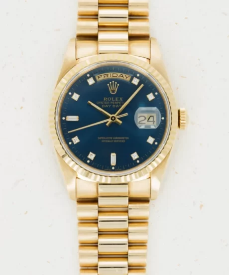 Rolex Day-Date 36 Blue Diamonds 18238 NOS 1995