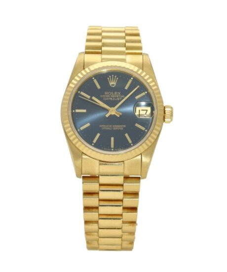 Rolex President Datejust 31 Blue Yellow Gold Ladies Watch 68278