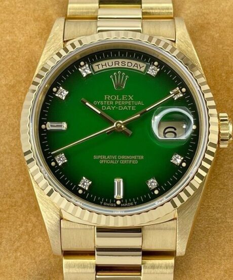 Rolex Day-Date 36 Green Vignette Diamonds 18238 Like NOS 1989