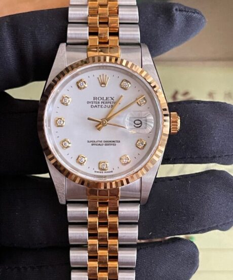 Rolex Datejust 36 Porcelain Big Diamonds NOS 16233 P series Stickers 2000