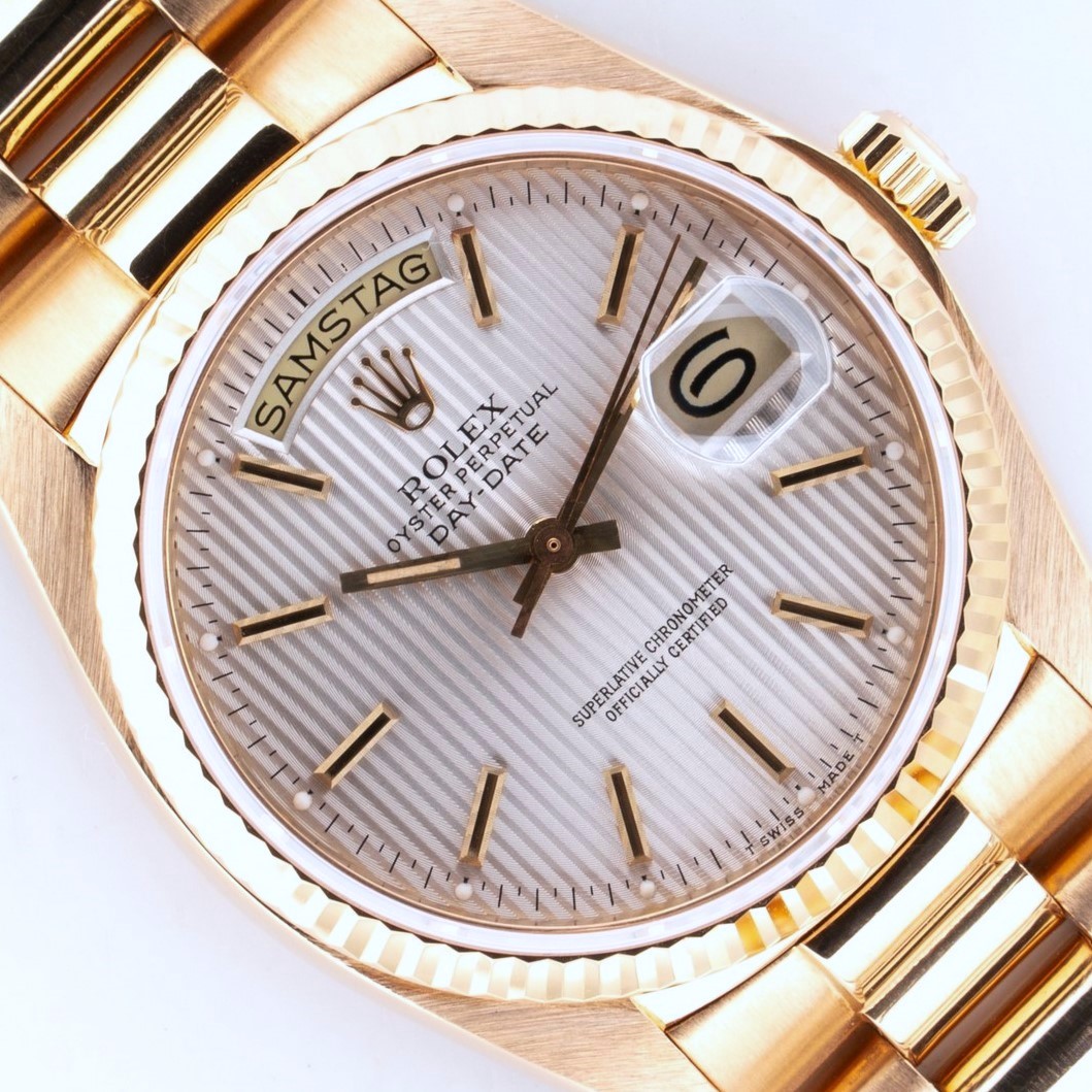 Rolex Day-Date 36 Tapestry Dial 18238 NOS Case Back Sticker 1997