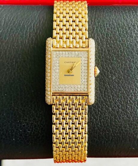 Cartier Tank Louis Cartier 78087 Factory Briliants Grain De Riz Vintage
