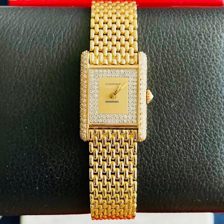 Cartier Tank Louis Cartier 78087 Factory Briliants Grain De Riz Vintage