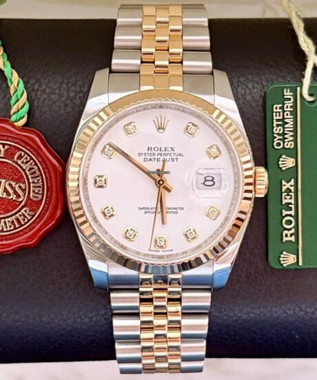 Rolex Datejust 36 White Lacquer Big Diamonds 116233