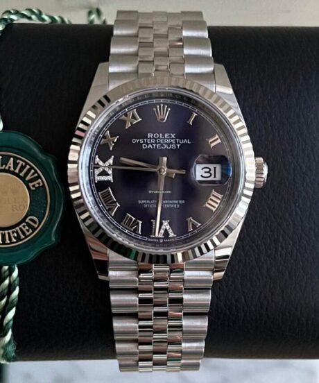 Rolex Datejust 36 Aubergine Diamonds Viix New